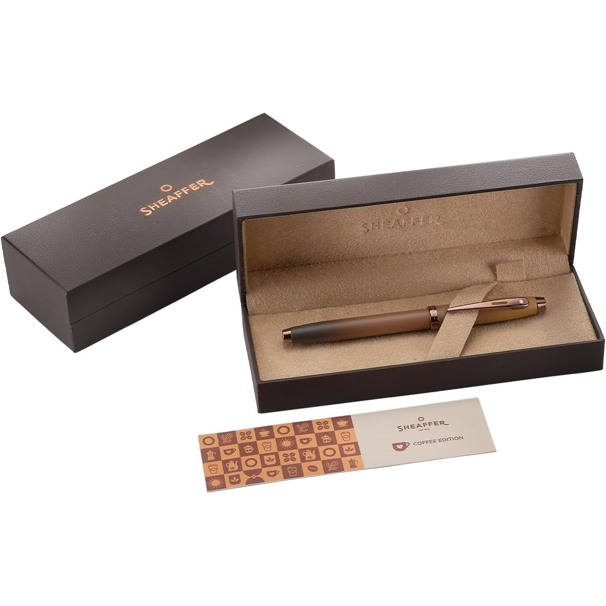 Sheaffer® 100 9374 Coffee Edition Matte Brown Rollerball Pen with Regal Brown PVD Trims — view 5 | luxury writing pen | XYD…