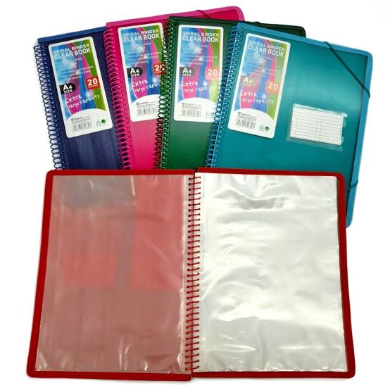 A4 Spiral Binder Clear Book – 20 Pockets | Extra Large Capacity Document Folder