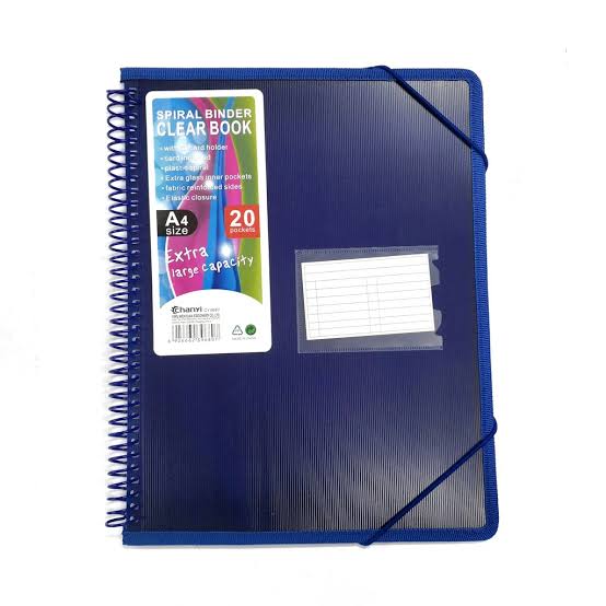 A4 Spiral Binder Clear Book – 20 Pockets | Extra Large Capacity Document Folder