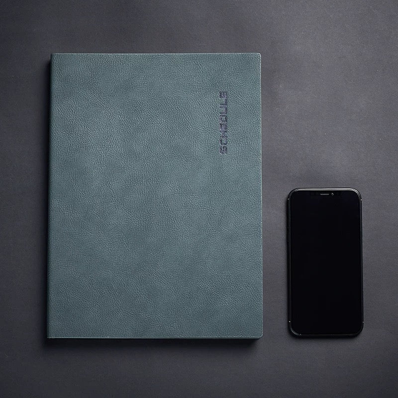 A4 Faux Leather Softcover Notebook- Schedule series with lines