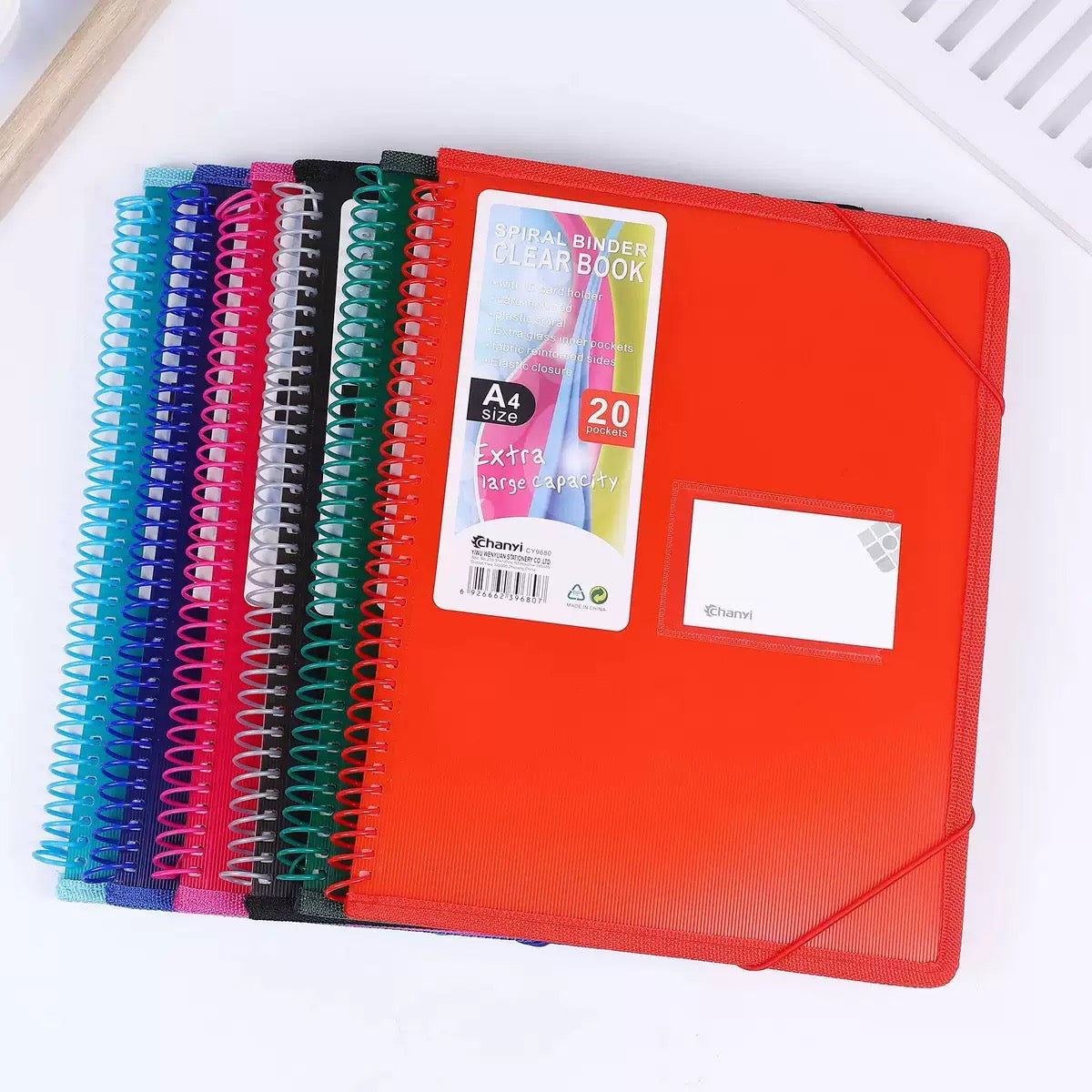 A4 Spiral Binder Clear Book – 20 Pockets | Extra Large Capacity Document Folder