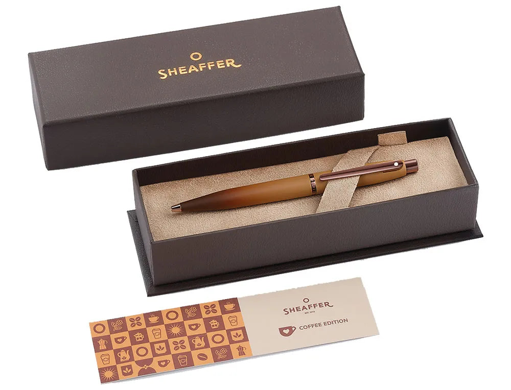 Sheaffer 100 9374 Coffee Edition Matt Brown Ballpoint Pen With Regal PVD Appointments