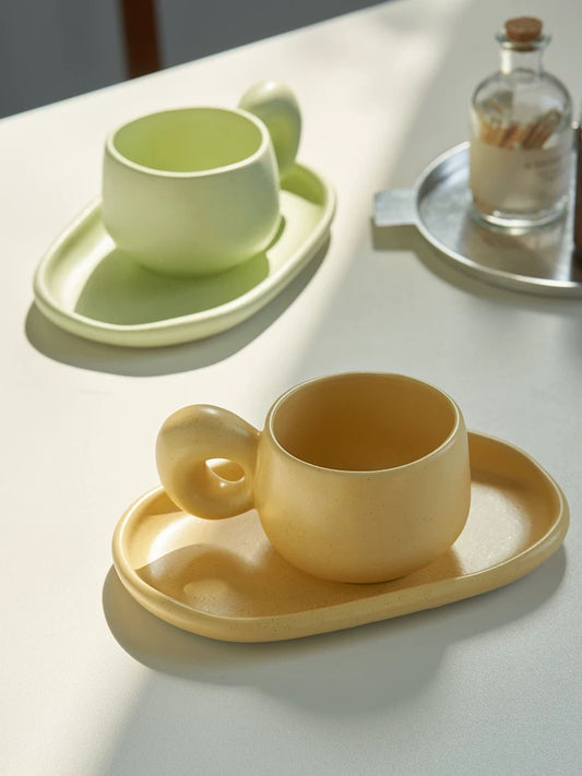 Handmade Ceramic Mug and Plate Set 200ml