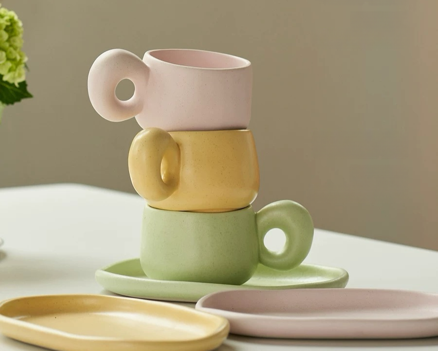 Handmade Ceramic Mug and Plate Set 200ml