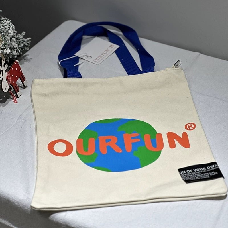 OURFUN Earth Series Tote Bag - White image