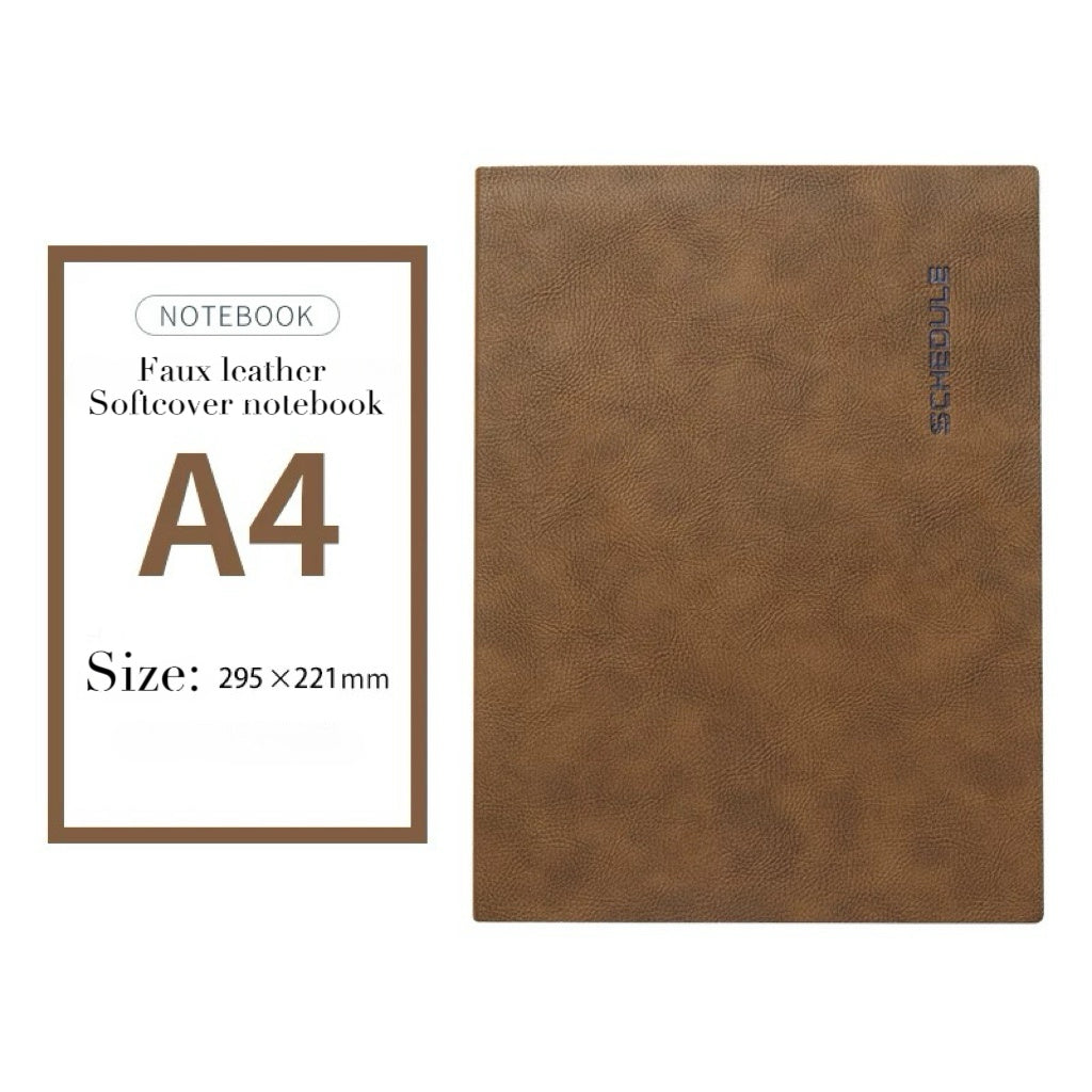 A4 Faux Leather Softcover Notebook- Schedule series with lines