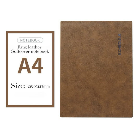 A4 Faux Leather Softcover Notebook- Schedule series with lines
