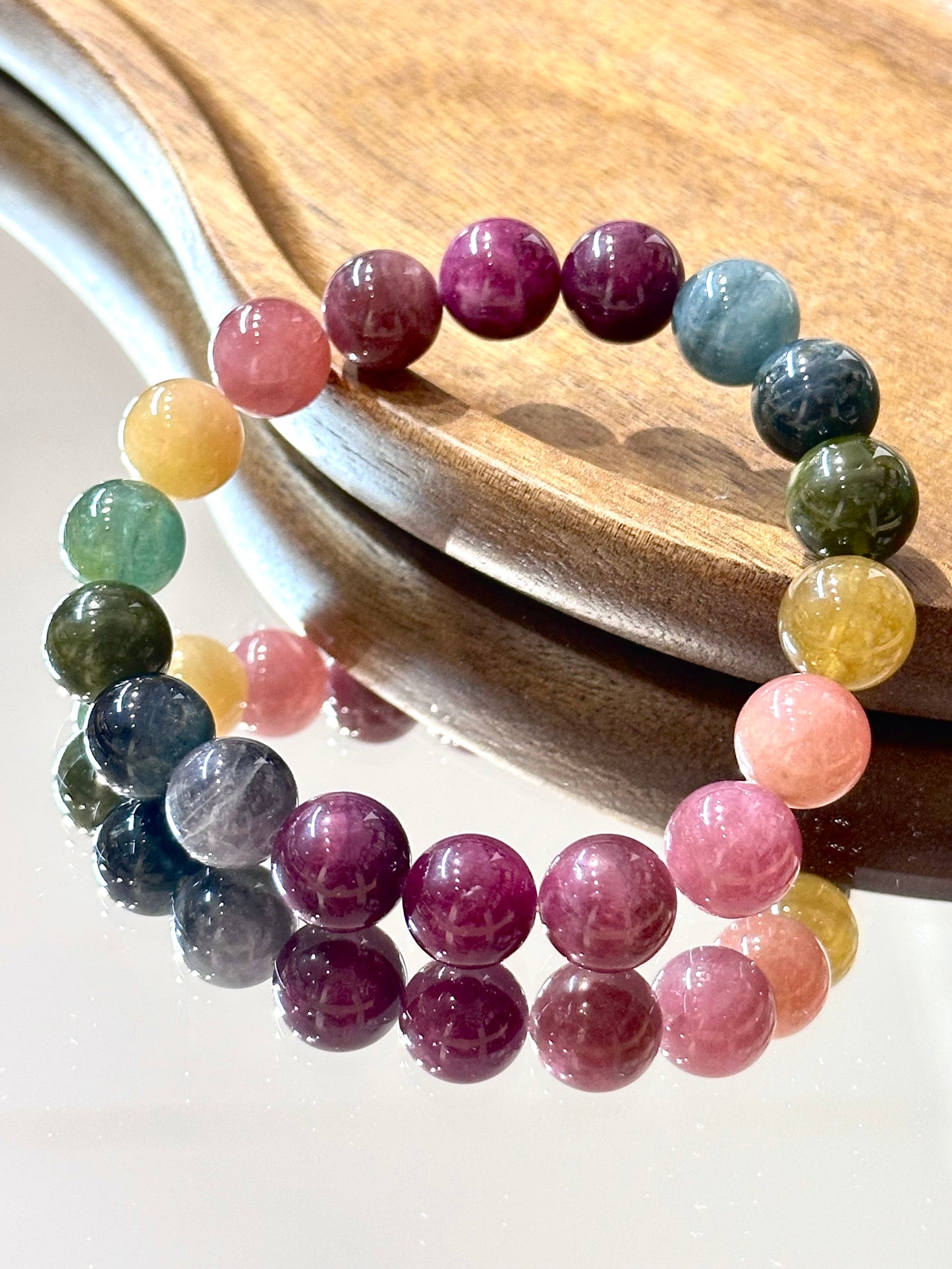 11mm Multi-Color Tourmaline Bracelet | Chakra Healing Crystal Jewelry – XYD PLUS Canberra