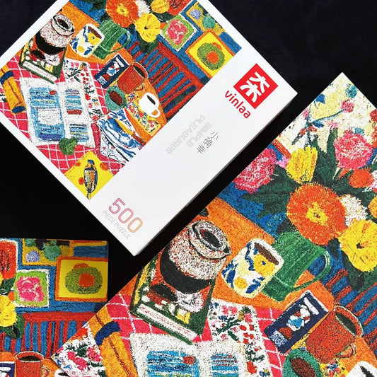 “Simple pleasures” 500 Piece Jigsaw Puzzle for Adults – Cozy Oil Illustration Art | Stress Relief Mindful Activity | Gift for Her & Him