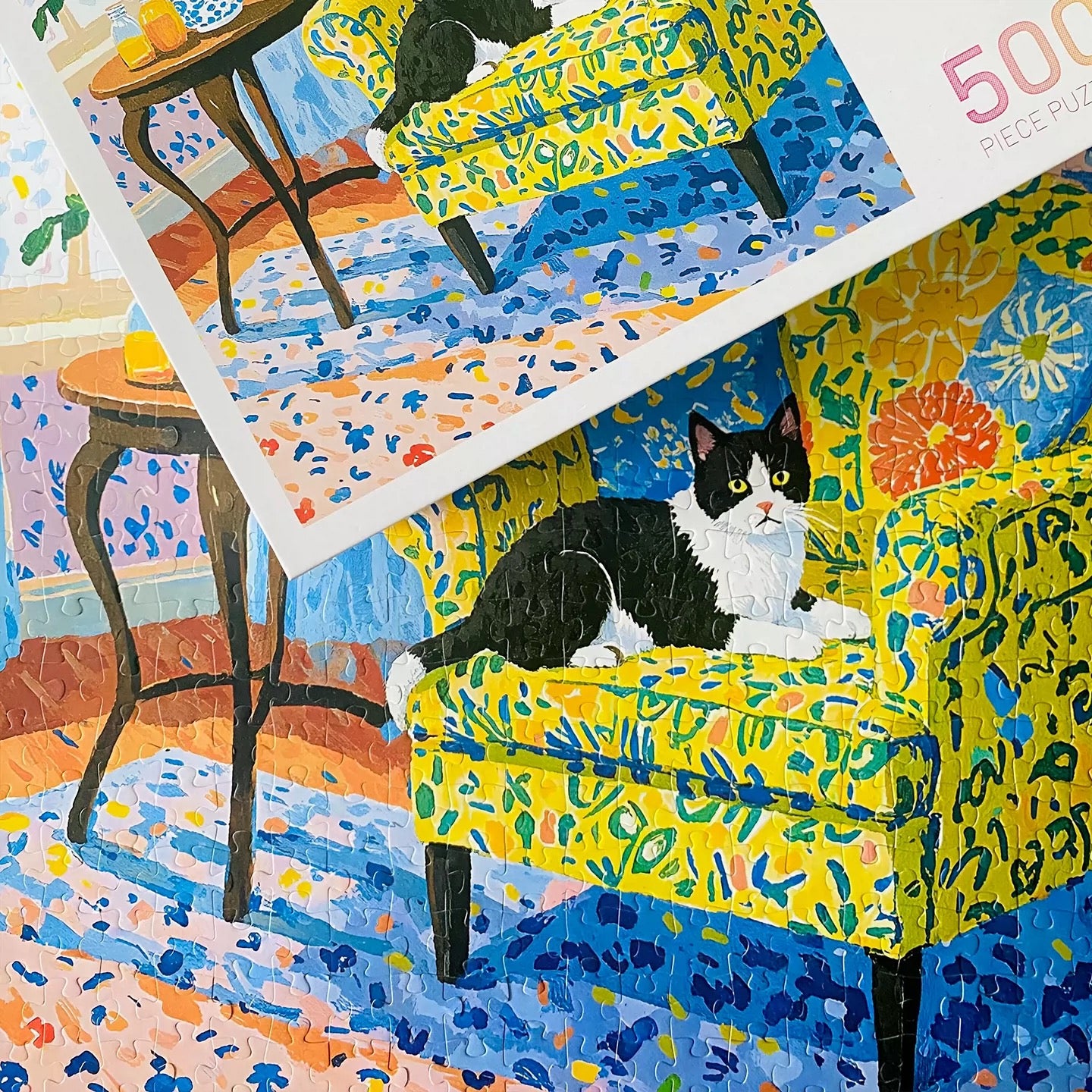 “Afternoon Moments” 500 Piece Jigsaw Puzzle for Adults – Cozy Cat & Botanical Interior Art | Oil Illustration Style | Gift for Cat Lovers