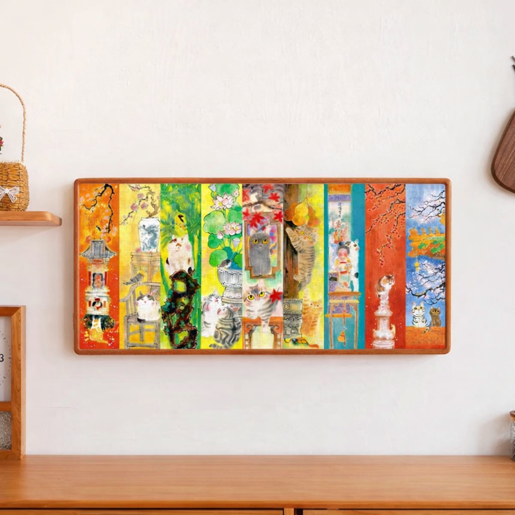 “Scroll of Cats in the Four Seasons” 1000 Piece Jigsaw Puzzle – Chinese Classical Ink Art | Panoramic Cat Scroll Painting | Gift for Cat & Art Lovers