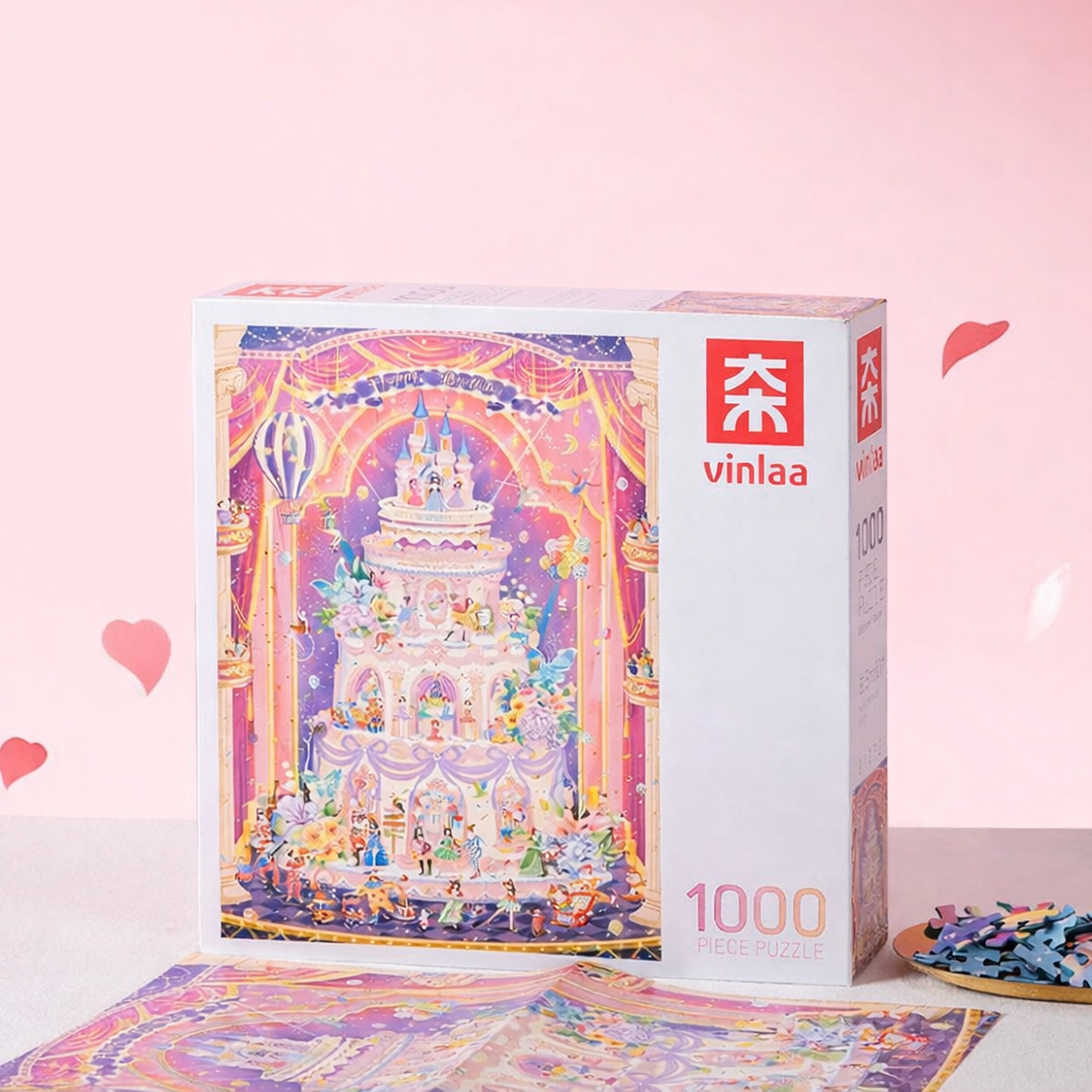 “Huge Birthday Party” 1000 Piece Jigsaw Puzzle for Adults & Teens – Magical Princess Cake & Fairy Tale Stage Scene | Fantasy Illustration | Best Birthday Gift
