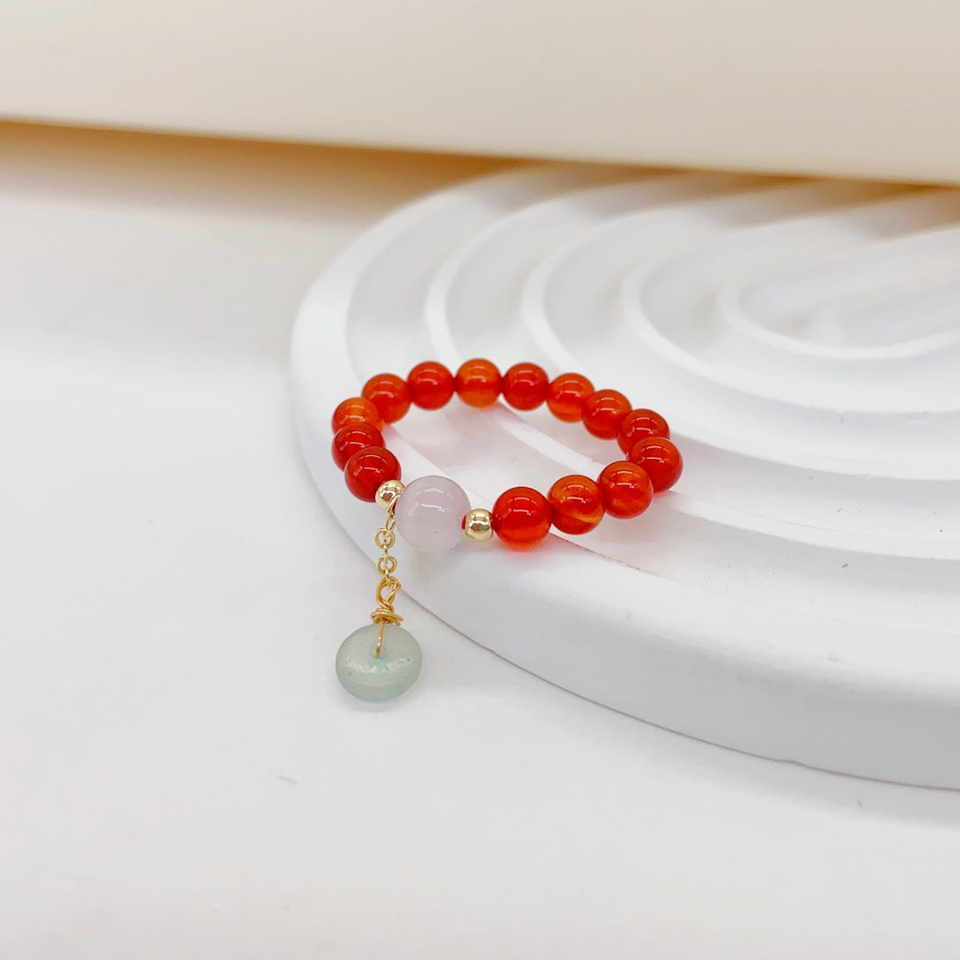 Lumiara Jewellery: Red Agate & Aventurine Beaded Ring