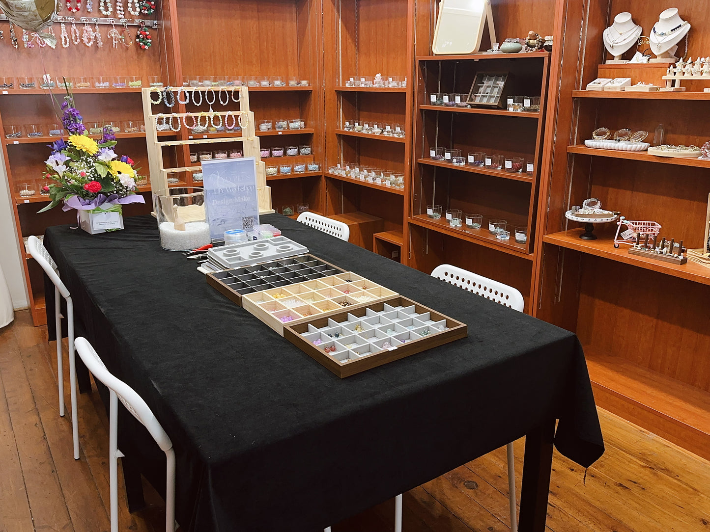 DIY jewelry workshop in Canberra at XYD PLUS – participants making handmade bracelets