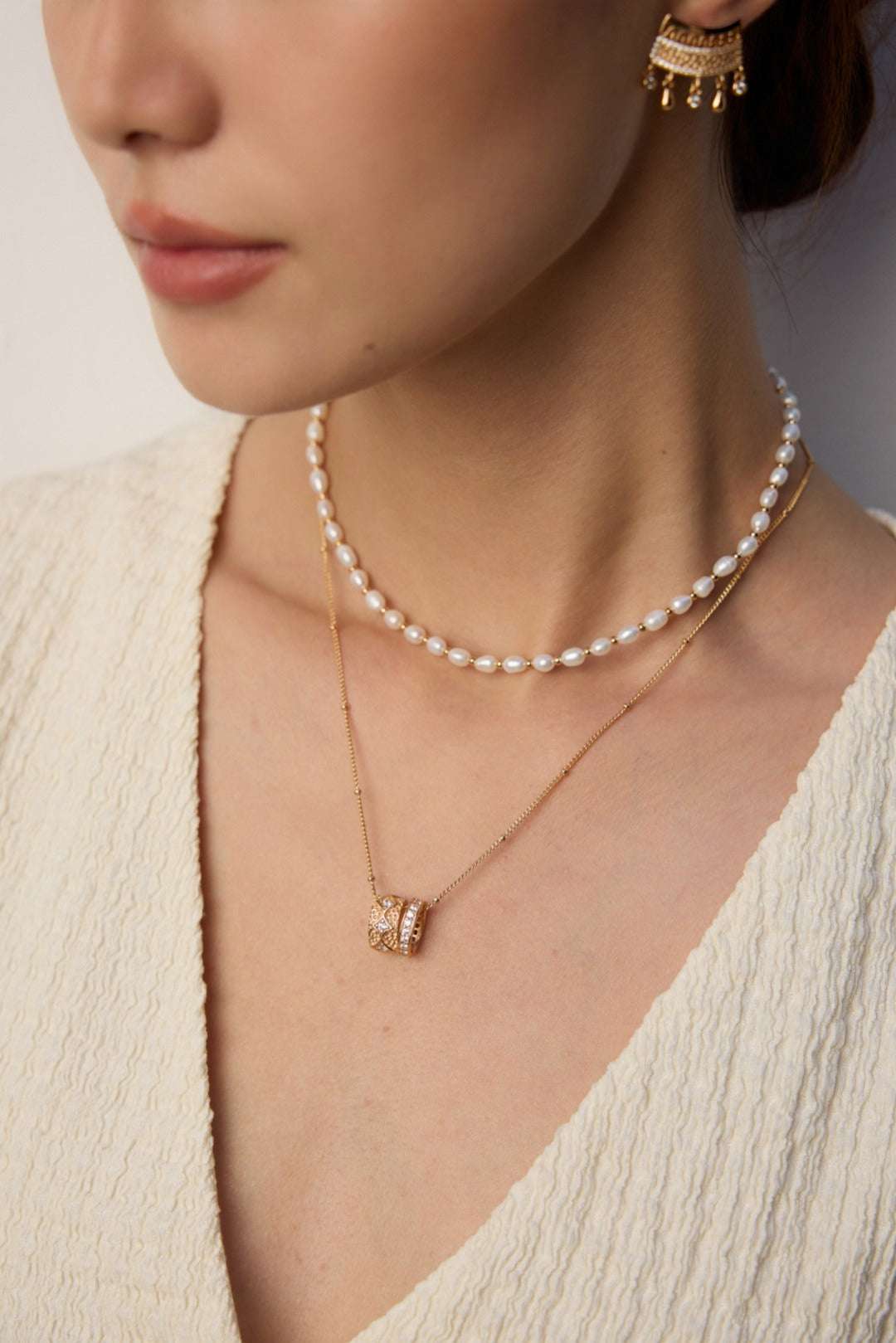 Vintage Zircon Jewellery Set – Necklace & Earrings, Optional Adjustable Ring | 925 Sterling Silver, 18K Retro Gold / White Gold