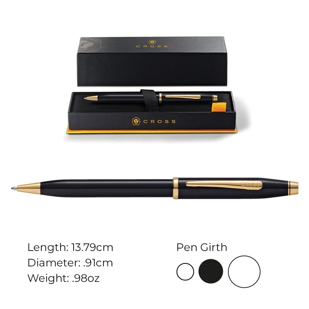 Cross Century II Ballpoint Pen | Black Lacquer & 23ct Gold… — product photo | luxury pen | XYD PLUS Gift Studio