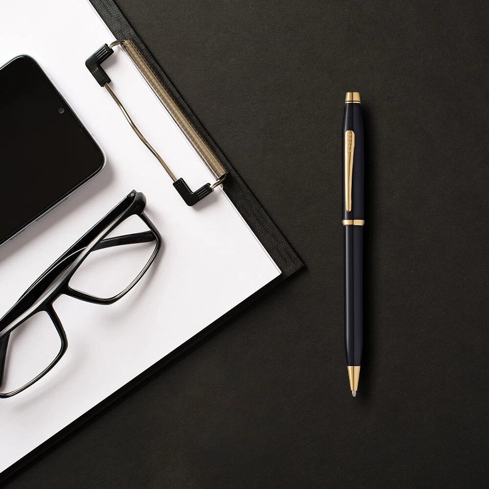 Cross Century II Ballpoint Pen | Black Lacquer & 23ct Gold… — view 3 | luxury pen | XYD PLUS