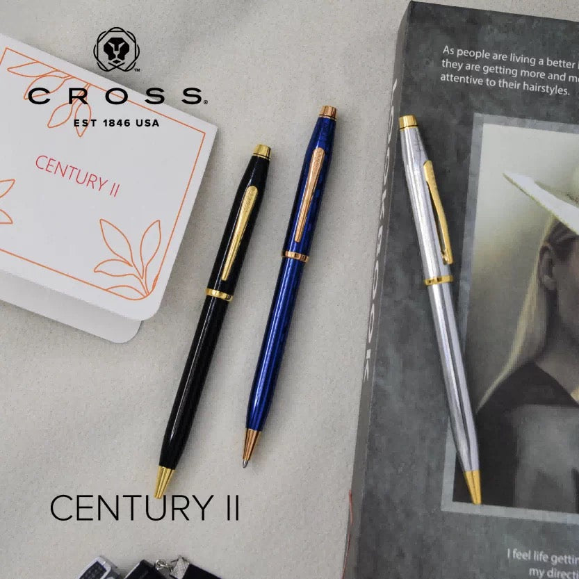 CROSS CENTURY II T/L BLUE LACQ & ROSE GOLD BP — view 3 | luxury writing pen | XYD PLUS