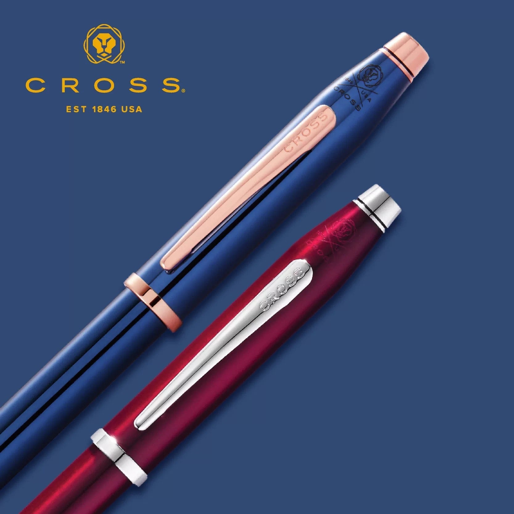 CROSS CENTURY II T/L BLUE LACQ & ROSE GOLD BP — view 4 | luxury writing pen | XYD PLUS