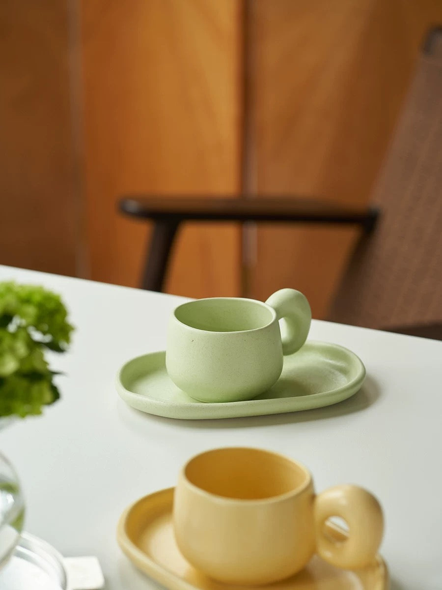 Handmade Ceramic Mug and Plate Set 200ml — product photo | ceramic | XYD PLUS Gift Studio