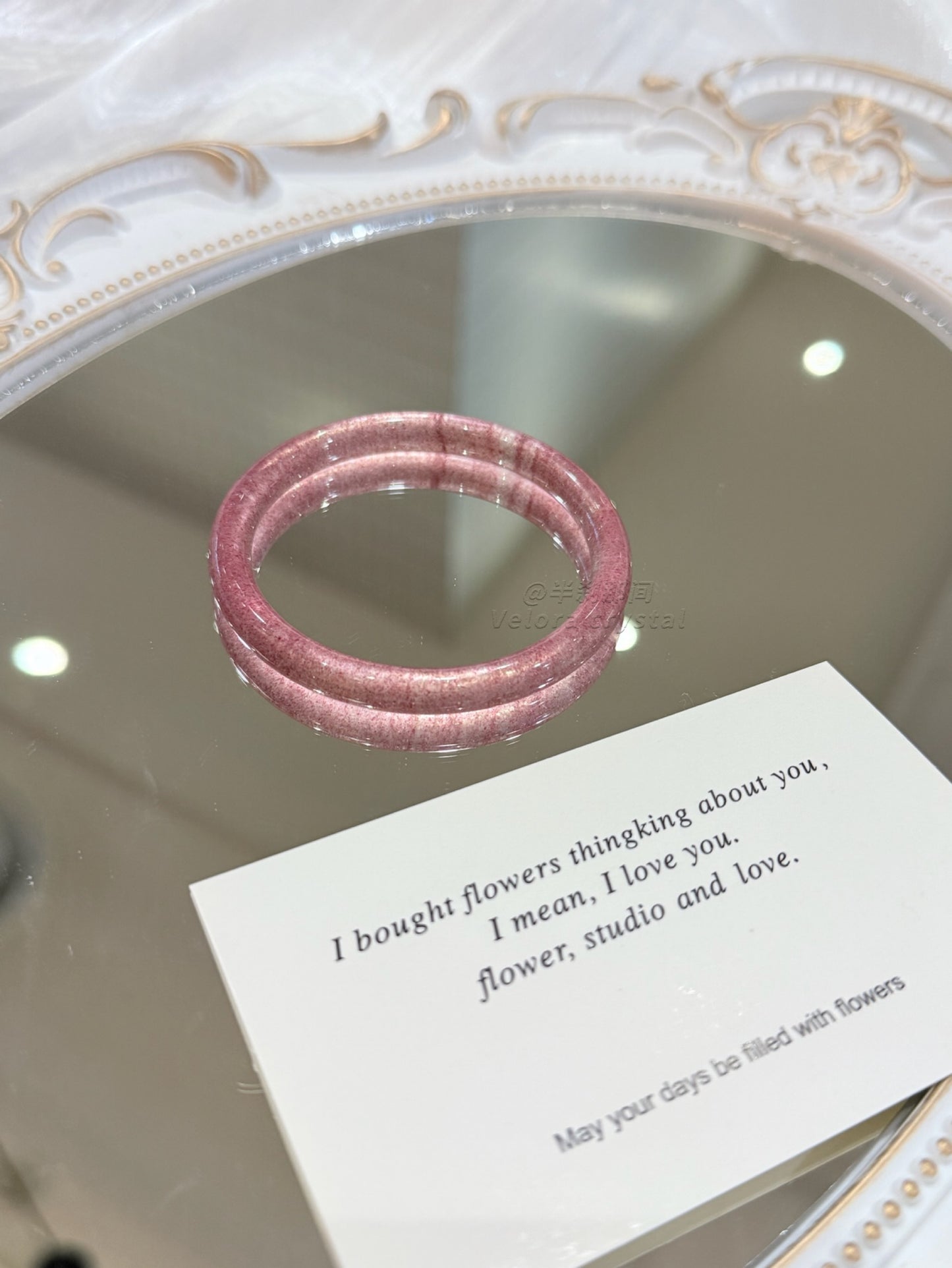 Strawberry Quartz Bangle | Natural Sparkling Pink Crystal Bracelet | Love Stone Gemstone Jewelry