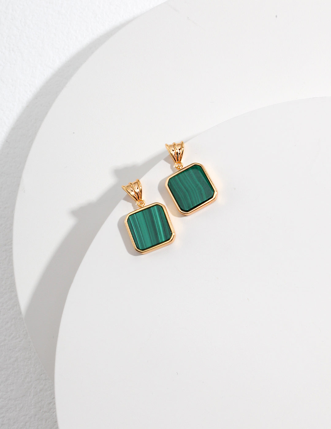 Malachite Jewellery Set – Necklace & Earrings, 925 Sterling Silver, 18K Retro Gold