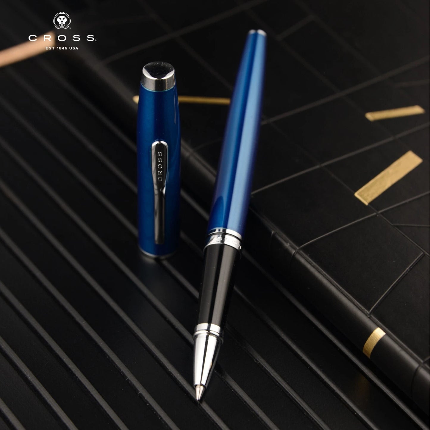 Cross Coventry Rollerball Pen | Blue Lacquer | Smooth Liquid Ink | Luxury Writing Instrument | Elegant Gift Pen